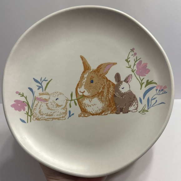 Bunny Rabbit Easter Spring 8" bamboo Melamine Salad Appetizer Plate Threshold - Picture 2 of 6